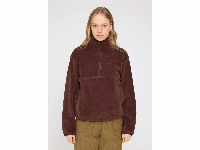 MAZINE MAZINE Damen-Fleecejacke 'Half-Zip' mit Taschen, deep mahogany,