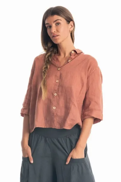 RAVENS VIEW IBIZA RAVENS VIEW IBIZA Damen vegan Bluse Sommer Bronze