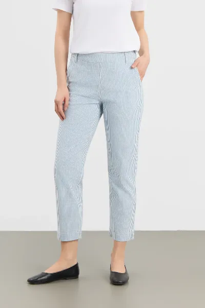 LAURIE LAURIE Damen vegan Hose Taylor Regular Cl WeiÃŸ/Blau Gestreift