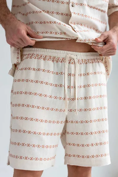 TWOTHIRDS TWOTHIRDS Herren vegan Shorts Neubukow Ecru/Adobe Jacquard