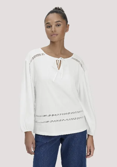hessnatur hessnatur Damen Bohemian Lace Longsleeve Oversize aus Bio-Baumwolle - weiß