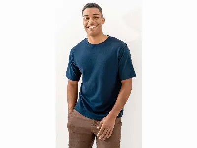 Living Crafts Living Crafts Bio-Herren-T-Shirt AIDEN aus schwerem Jersey, deep sea,