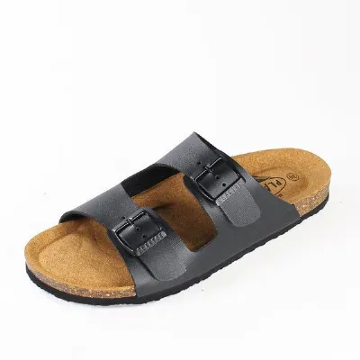 Plakton Plakton Vegane Damen Sandale BETA mit Korksohle und einstellbaren Schnallen (schwarz)