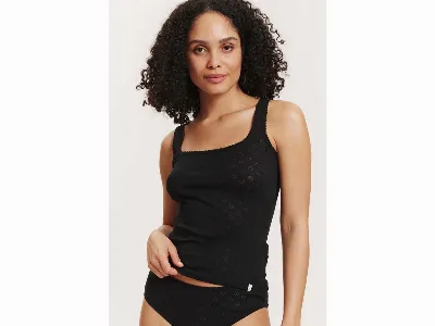 tranquillo tranquillo Bio-Damen-Tanktop 'Rosaa' mit Ajour-Spitze, black,