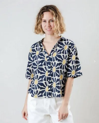 Brava Fabrics Brava Fabrics Marisol Cropped Blouse Navy