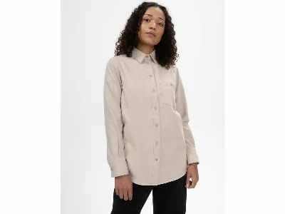 MELA MELA Bio-Damen-Flanellhemd 'AKHELA' mit Kentkragen, birke melange,