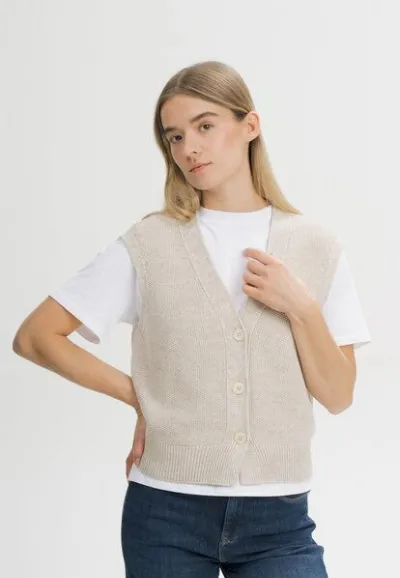 MELA MELA Strukturierte Strickweste Style BHOJA aus 100% Bio-Baumwolle
