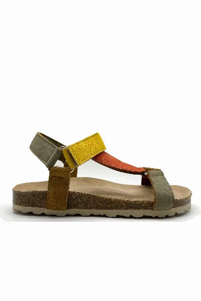 thies thies Damen vegan Sandalen Eco Bio Trek Vegan Multi Earth Gelb & Grün