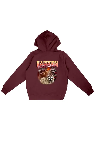 Oat Milk Club Oat Milk Club Damen vegan Kapuzenpulli Raccoon Spirit Animal Burgundy