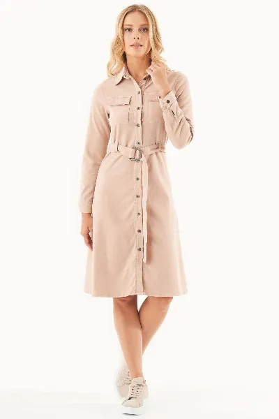 ORGANICATION ORGANICATION Damen vegan Hemdkleid Tencel Bio-Baumwolle Beige