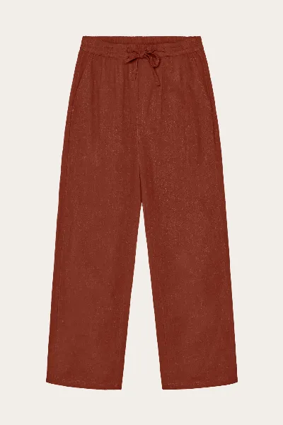 KnowledgeCotton Apparel KnowledgeCotton Apparel Damen vegan Hose Posey Wide Satin Burnt Brick