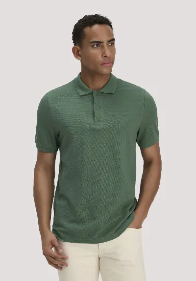 hessnatur hessnatur Herren Piqué Polo Regular aus Bio-Baumwolle - grün