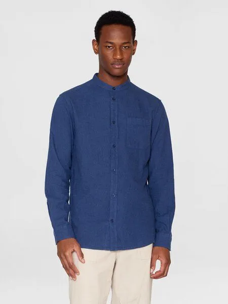 KnowledgeCotton Apparel KnowledgeCotton Apparel Flanellhemd mit Stehkragen - Elder Regular Fit - aus Biobaumwolle