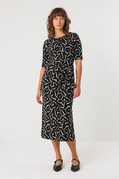 SKFK SKFK Damen vegan Kleid Ani Schwarz/WeiÃŸ