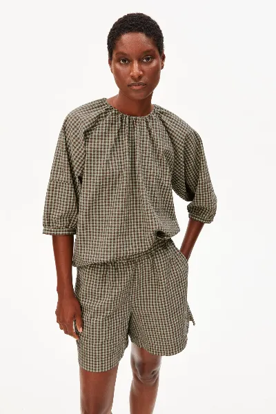 ARMEDANGELS Bluse Vichy Seersucker Gr&uuml;n