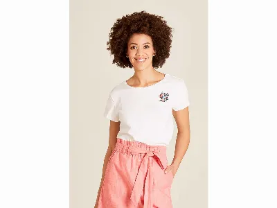 tranquillo tranquillo Bio-Damen-T-Shirt mit floraler Stickerei, white,