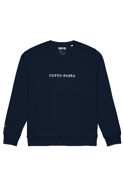 The Refined Spirit The Refined Spirit Damen vegan Sweatshirt Unisex Tutto Passa Gesticktes French Navy