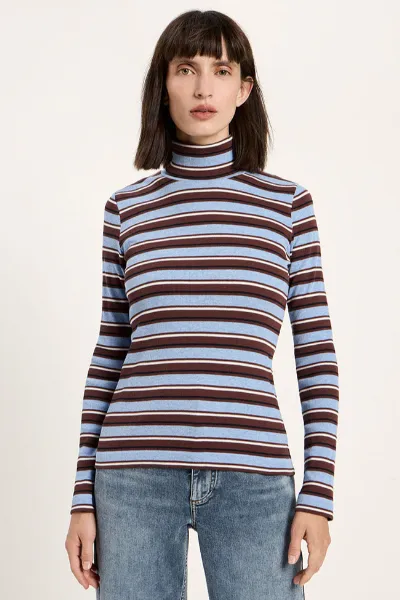 LANIUS Lanius Damen vegan Top Coltrui Schokoladenbraun Mehrfarbig
