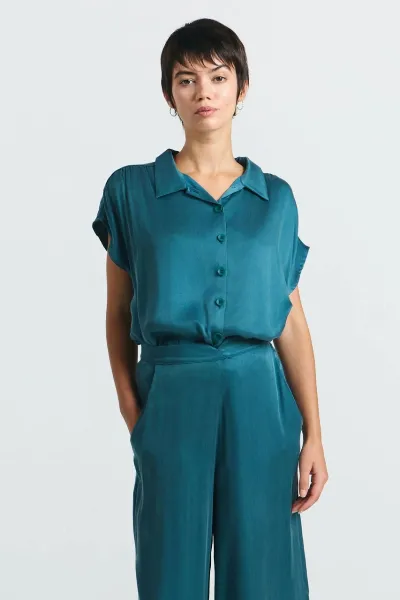 SUITE13LAB SUITE13LAB Damen vegan Hemd Sur Tiefgrün
