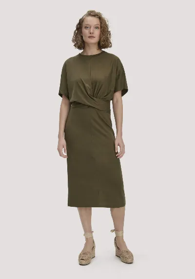 hessnatur hessnatur Damen Jersey Kleid Midi Oversize aus Bio-Baumwolle - grün