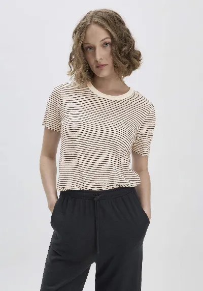 hessnatur hessnatur Damen Streifen T-Shirt Relaxed aus Leinen mit reiner Bio-Baumwolle - weiß