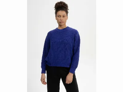 MELA MELA Bio-Damen-Strickpullover 'ADAH' mit Rundhalsausschnitt, bold blue,