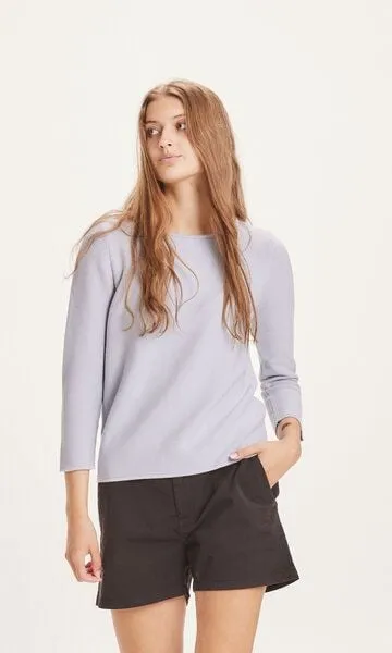 KnowledgeCotton Apparel KnowledgeCotton Apparel Strickpullover Myrthe mit U-Boot Ausschnitt - aus Biobaumwolle