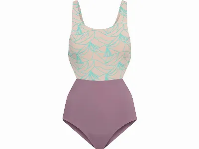 Bleed bleed Damen-Badeanzug mit Taillendetail, lila-beige,
