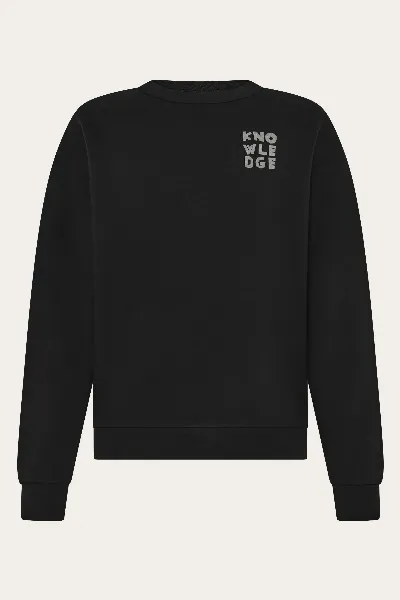 KnowledgeCotton Apparel KnowledgeCotton Apparel Herren vegan Sweatshirt Herren Entspannter Bedruckter Rundhalsausschnitt Schwarz Jet
