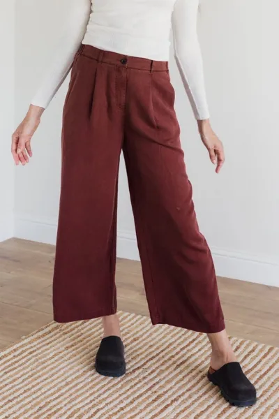 TWOTHIRDS TWOTHIRDS Damen vegan Hose Nanpu Weinrot