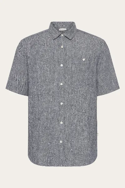 KnowledgeCotton Apparel KnowledgeCotton Apparel Herren vegan Kurzarmhemd Custom Fit Vintage Indigo