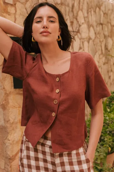 AmourLinen AmourLinen Damen vegan Oberteil Maeve Terracotta