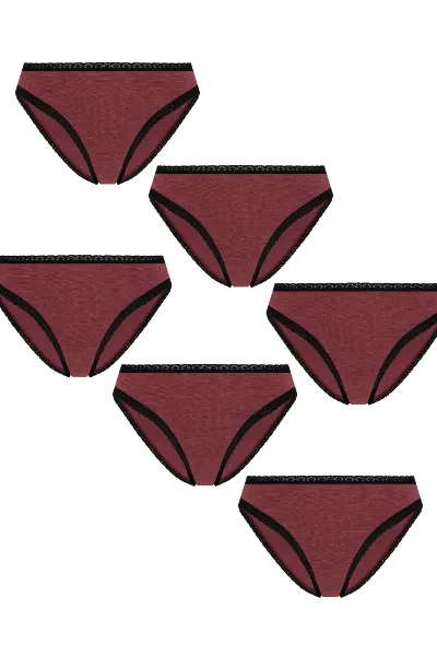 Albero Natur Albero Natur Damen vegan Multipack 6x Slips Mit Spitze Kaffee/Rostrot