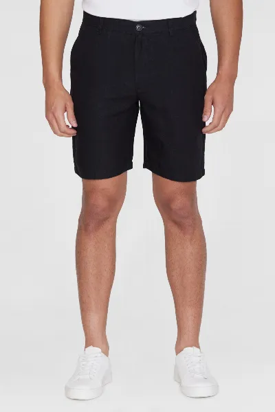 KnowledgeCotton Apparel KnowledgeCotton Apparel Herren vegan Shorts Chuck Regular Leinen Schwarz Jet
