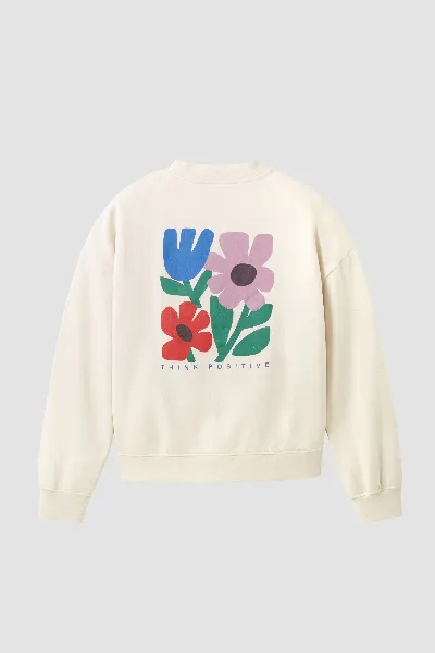 recolution Recolution Damen vegan Sweatshirt Nerine Think Positive Arctic White