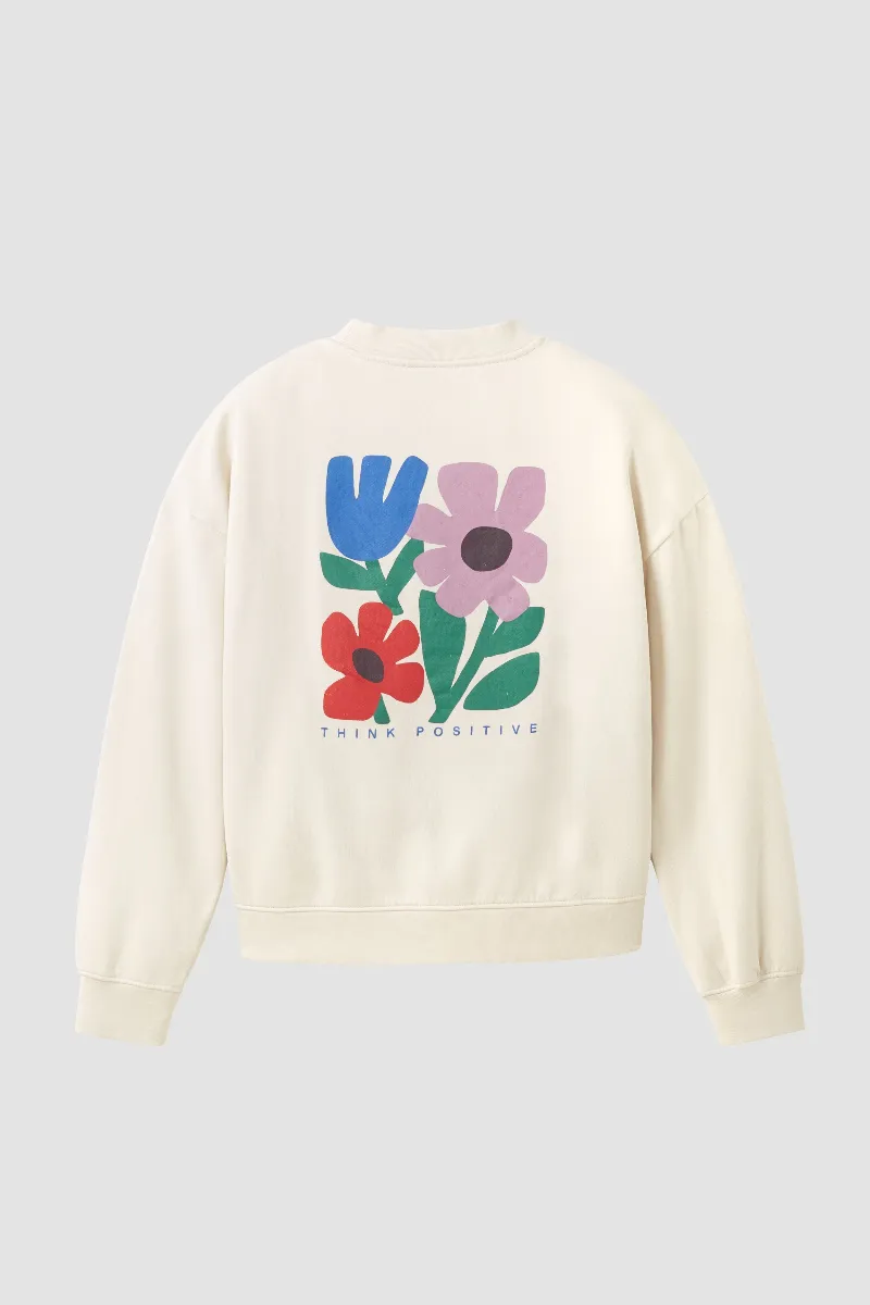 recolution Recolution Damen vegan Sweatshirt Nerine Think Positive Arctic White