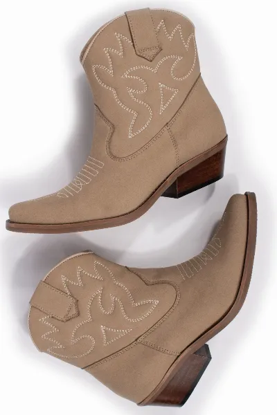 Will's Vegan Store Will's Vegan Store Damen vegan Westernstiefel Niedrig Sand Veganes Wildleder