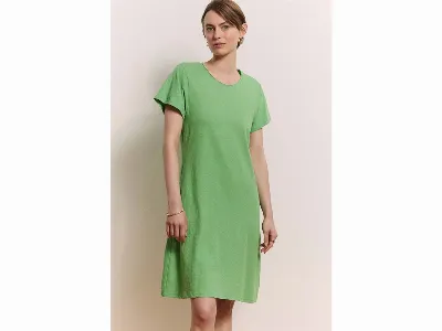 tranquillo tranquillo Bio-Damen-Midikleid Inoaa aus Baumwoll-Leinen-Mix, peppermint green,