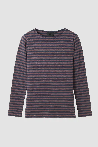 recolution Recolution Damen vegan Langarmshirt Iris Stripes In Dunkeltraube