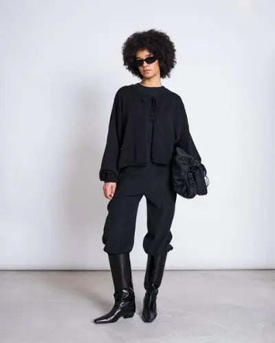 JAN N JUNE JAN 'N JUNE Oversized Strickjacke ZEA mit Bindeband GOTS