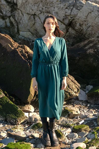 Widda Widda Damen vegan Kleid Onny Deep Sea Petrol