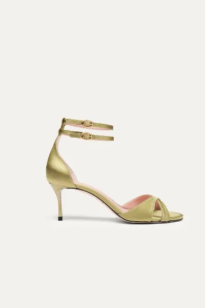 BIKKOU BIKKOU Damen vegan Sandalen Sommer Mittagessen Grüner Satin