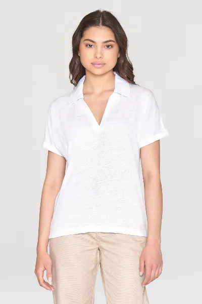 KnowledgeCotton Apparel KnowledgeCotton Apparel Damen vegan Polohemd Mit Geteiltem Ausschnitt Hell
