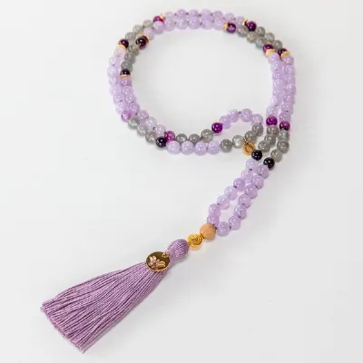 Divasya Divasya Mala-Kette Peaceful Mind mit Amethyst & Mondstein