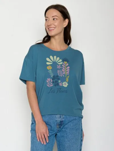 GreenBomb GREENBOMB Les Fleurs Feel - Lässiges T-Shirt aus Bio-Baumwoll-Mix / hochwertiger Print / GOTS / Fair & Vegan