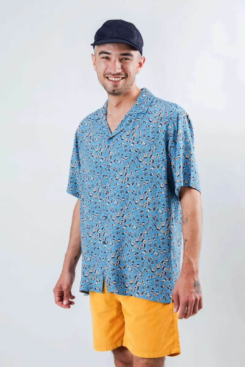 Brava Fabrics Hemd Just Swim Aloha Blau