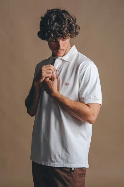 Trendsplant Trendsplant Alcalali Pigment Dyed Organic Polo Shirt Almond Milk
