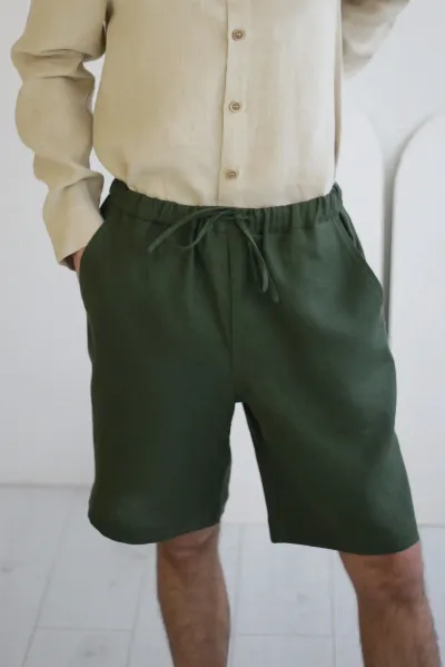 Amber Linen Amber Linen Herren vegan Kurze Hose Miami Waldgrün