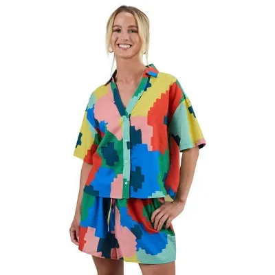 Brava Fabrics Brava Fabrics Kurzarm-Bluse Oversize Maxi