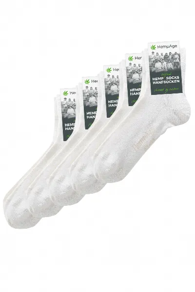 HempAge Hempage Herren vegan 5er-Pack Socken Classic White